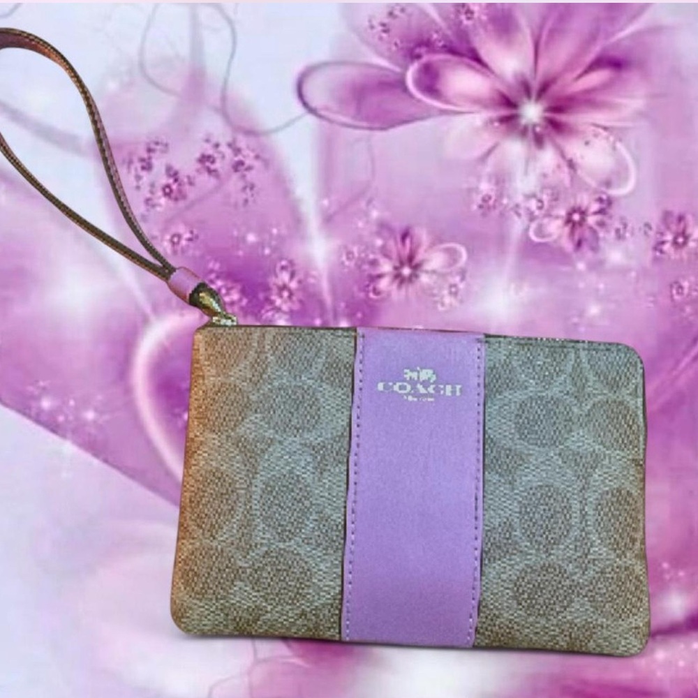 Coach Lavender and Tan Wristlet